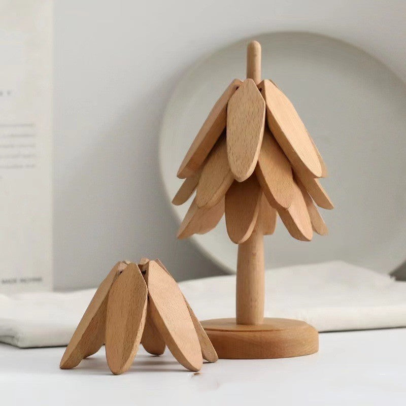 Wooden Christmas Tree Folding Coaster