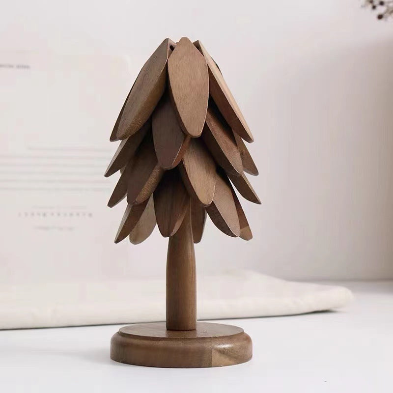 Wooden Christmas Tree Folding Coaster