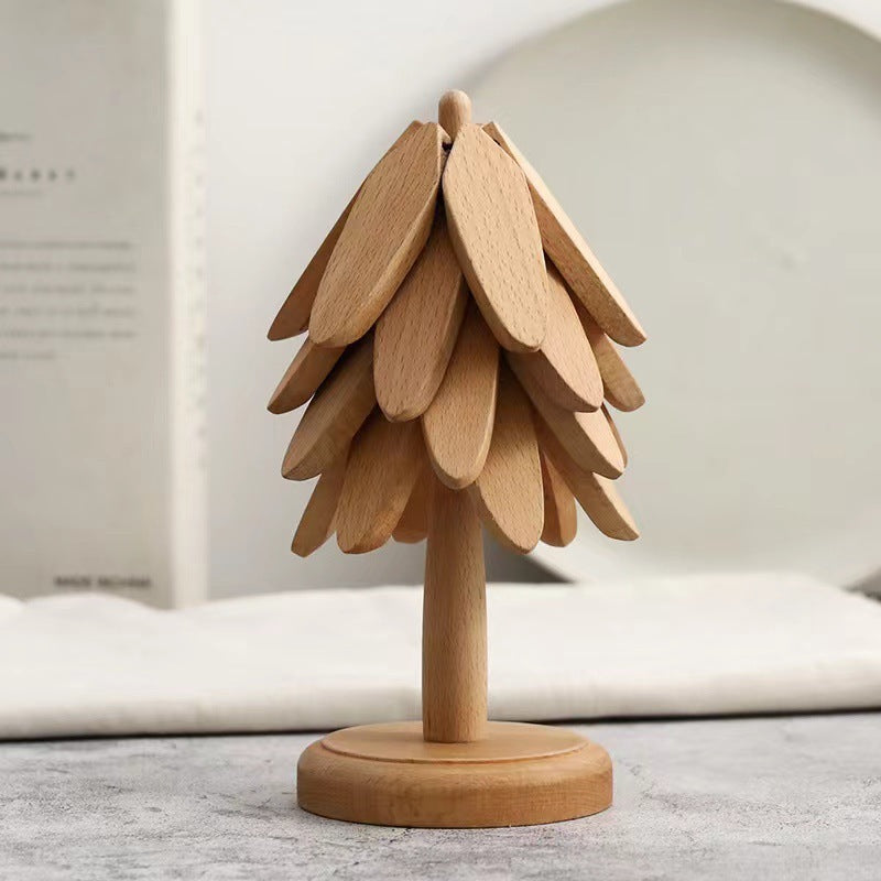 Wooden Christmas Tree Folding Coaster